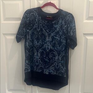 DG2 by Diane Gilman Dark and Light Blue Short Sleeve Top